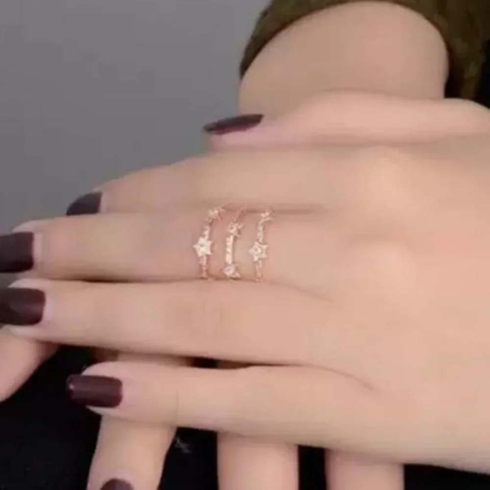 NEW 18K ROSE GOLD DIAMOND MULTI LAYER ADJUSTABLE RING, CUTE RING, SHINY RING. - Picture 7 of 7